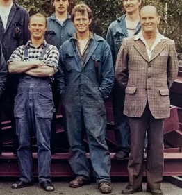 Einar Edding tillsammans med sönerna Kjell och Tore, som förde familjeföretaget vidare.